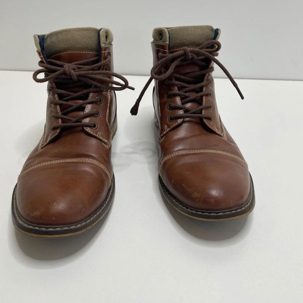 Mountain Creek Mens Brown Faux Leather Cap Toe Lace Up Combat Chukka Boots 9.5 M
